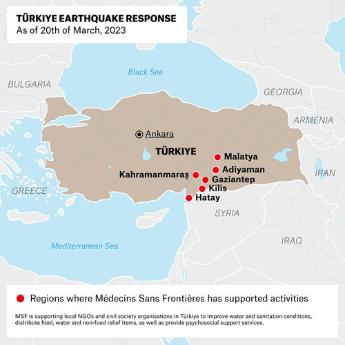 MAP – MSF'S Support Activities in Türkiye Earthquake Response – EN