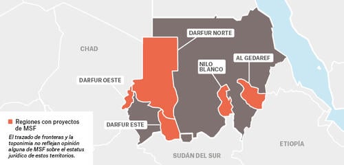 Sudán - Activity report 2017 map in spanish