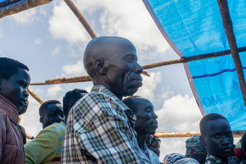 Collins Semedogo, a South Sudanese refugee, queues to be registered with the DRC’s National Committee of Refugees. “When we realized there was fighting, we civilians could not afford to wait. Immediately we ran to the Congo side, because he had to save ourselves,” he said.