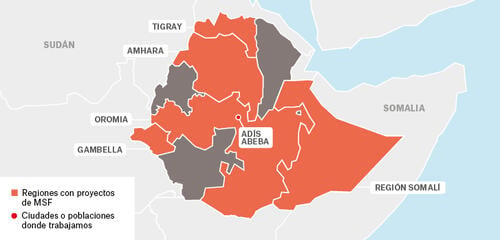 Etiopía - Activity report 2017 map in spanish