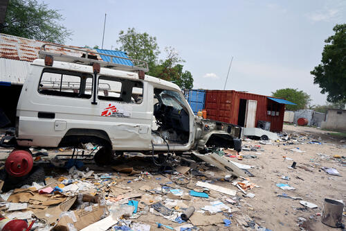 MSF hospital in Lankien, Jonglei state, South Sudan after it was hit in an airstrike by the government of South Sudan forces on 3 February 2026.

The hospital’s main warehouse was destroyed during the attack, and we lost most of our critical supplies for providing medical care. Lankien hospital was evacuated, and patients were discharged hours before the attack, following increased tensions and after MSF received information about a possible attack against the city. 

On 23 April, MSF team managed to visit the hospital.  

Hospital was bombarded, looted, and then vandalized: some structures were set on fire, MSF cars have bullet holes on windshields, equipment was taken out of wards and offices and destroyed, and documentation thrown out. 

Based on the publicly available facts, the community fled Lankien after the hospital and market were bombed on 3 February. The government forces took the full control of the town on 7 February. The town is now almost completely destroyed, including private housing, the market and some boreholes. 

MSF publicly announced the forced closure of the hospital on Wednesday 29 April 2026.