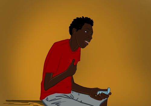A fictional portrait of Ronaldo, a young man suffering from asthma in Port-au-Prince.