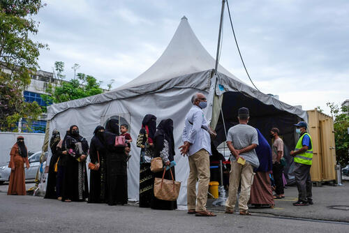 Triage at the MSF clinic in Butterworth, Penang.