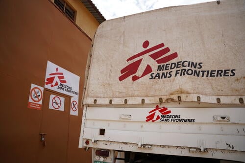 Vehicle outside MSF warehouse, Juba
