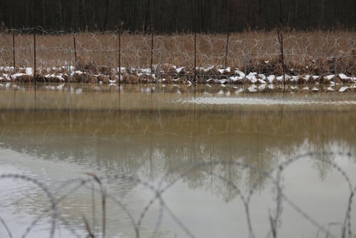 Militarised Polish-Belarus border Kozie Borki natural park