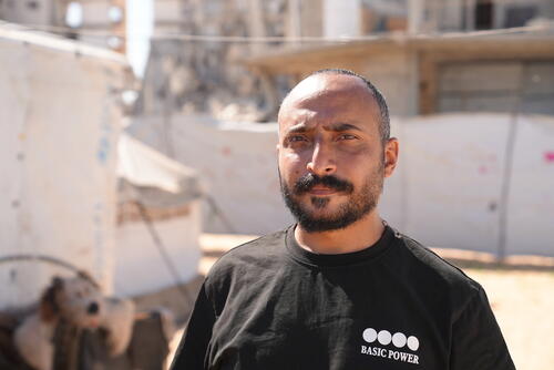  
Ashraf Afifi, MSF radio operator, who was shot by an Israeli drone while outside his tent on 5 June 2026.