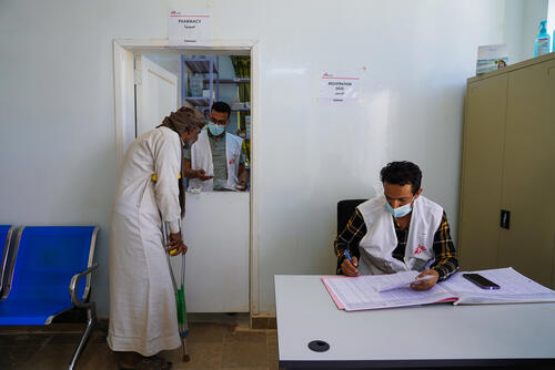 MSF pharmacy at the primary healthcare centre at Al-Ramsa in Marib, Yemen.