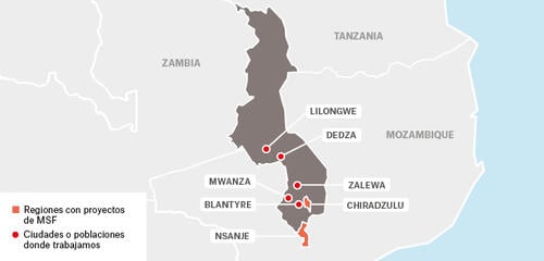 Malaui - Activity report 2017 map in spanish