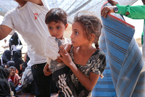 Desplazados en el norte de Abs, Yemen 