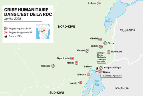 Map - MSF repsonse in North and South Kivu (FRENCH)