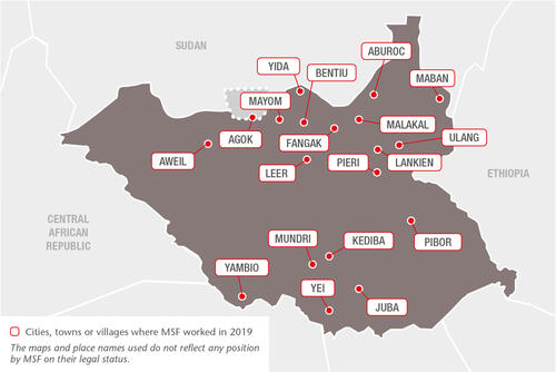 South Sudan MSF projects in 2019