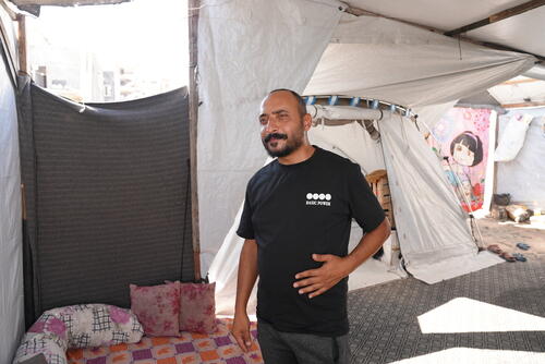 "I kept my hand pressed on the wound because I remembered the first aid training: stop the bleeding by any means." Says Ashraf, MSF colleague who was shot by the Israeli forces in Gaza