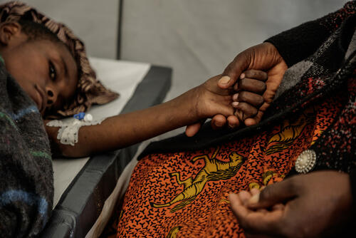 Elisabeth's children being treated at the Munigi cholera treatment centre