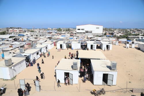 Tents of people sheltering in Al Mawasi, Khan Younis, Gaza