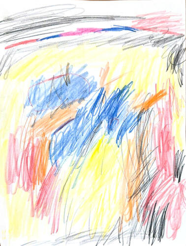 Sara, 4, got injured twice, the second time was because of a tank shelling to their damaged home on 21/07/2026. She refuses to go back to her the land that used to be her home ever since. 

This drawing was made during a mental health session of MSF in Al-Zaytoon clinic in Gaza city in August 2026. There was no assigned subject, the counsellor simply asked each child to draw whatever came to mind, whatever they carry with them, and whatever they wanted to show.
