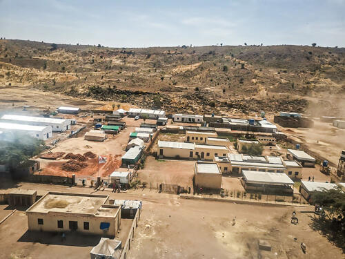 Aerial view over the MSF supported hospital in Rokero town