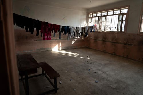 A school in Raqqa turned into a shelter for IDPs