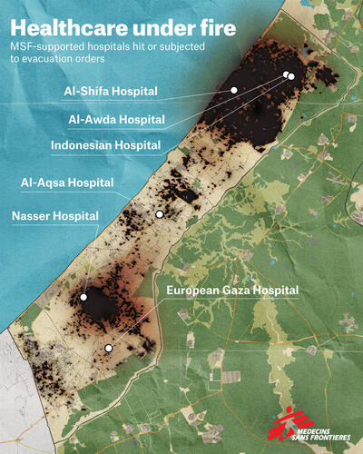 Healthcare under fire-Gaza Map-Portrait ENG