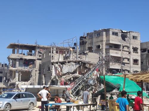destroyed building Rafah