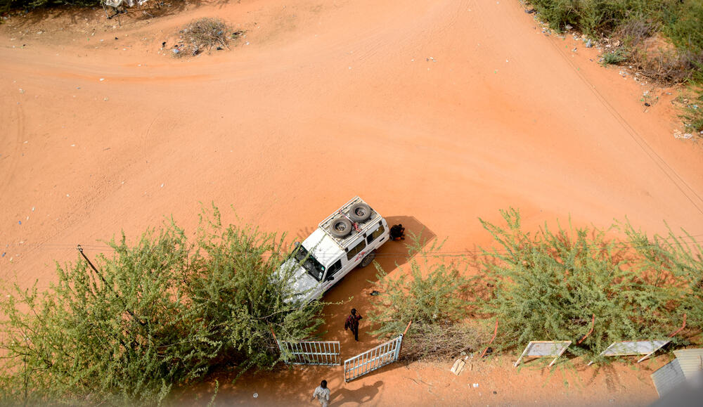 Aerial photo of an MSF car