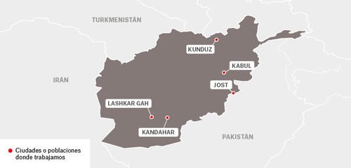 Afganistán - Activity report 2017 map in spanish