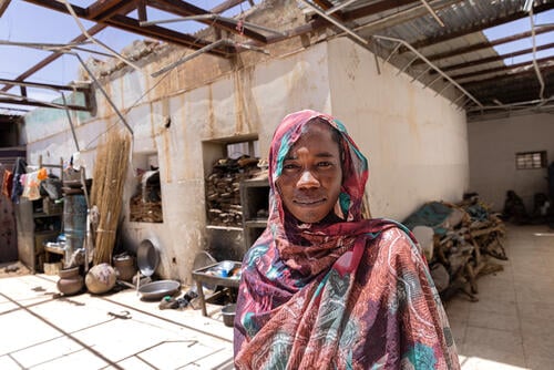 Displaced from Al-Hasahisa camp, Zalingei, Sudan to an abandoned and looted bank.