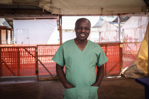 KAMBERE LUENDO Isaac, Nursing Activity Manager at the Munigi Ebola Treatment Center (ETC). He is part of the MSF medical team at the Munigi treatment center.