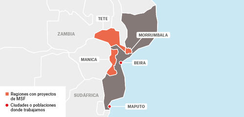 Mozambique - Activity report 2017 map in spanish