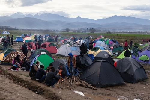 Overcrowded transit camp in Idomeni