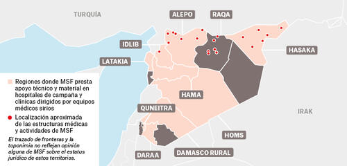 Siria - Activity report 2017 map in spanish