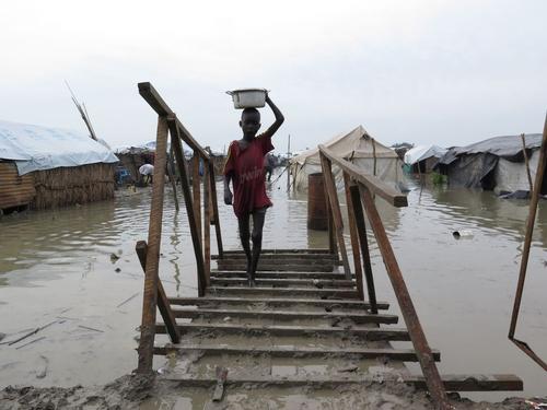 Bentiu South Sudan - Floods inside the UN Internally Displaced People's camp