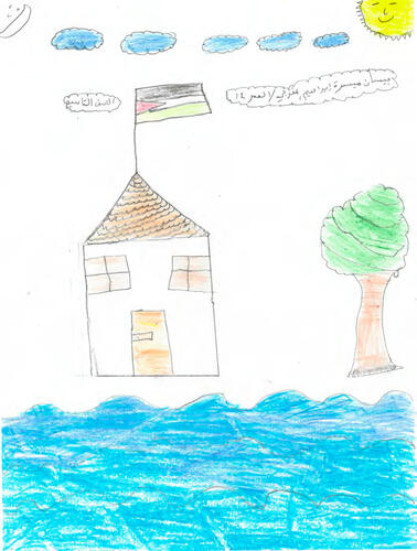 Bisan, 14, drew what she misses most: her home, the sea, a tree, and a clear sky. 

This drawing was made during a mental health session of MSF in Al-Zaytoon clinic in Gaza city in August 2026. There was no assigned subject, the counsellor simply asked each child to draw whatever came to mind, whatever they carry with them, and whatever they wanted to show.