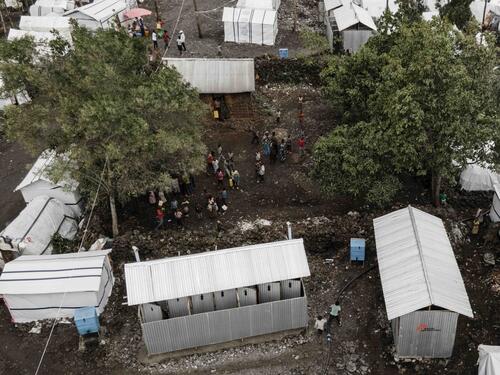 Aerial view of latrines