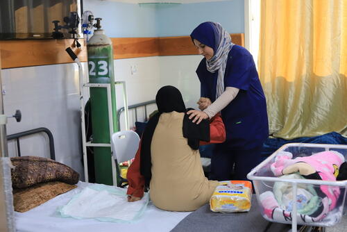 The Emirati hospital, Rafah, Gaza: Displaced, pregnant, and living in a tent.