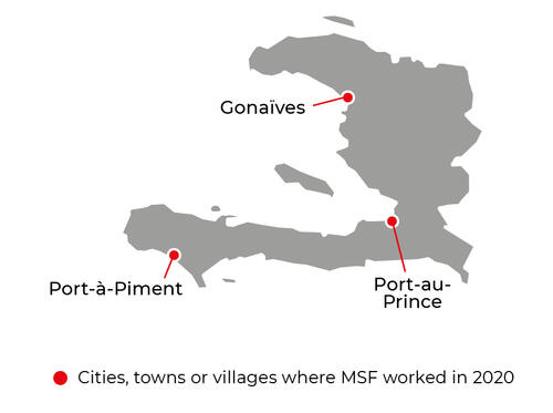 Map of MSF activities in 2020 in Haiti