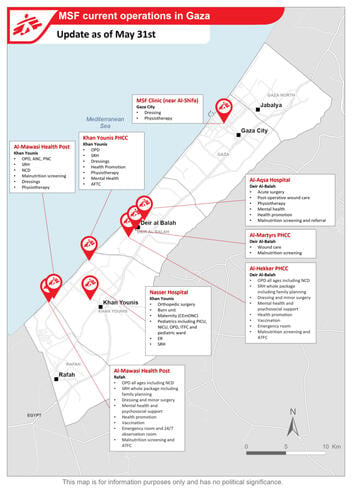 Map - MSF operations in Gaza (2024 May) - EN