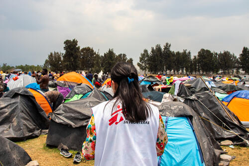 Migrant camp in Tlahuac