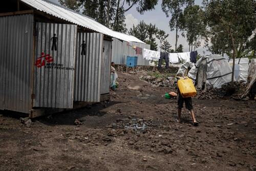 Latrines in Rego camp, one of the informal camps for internally displaced