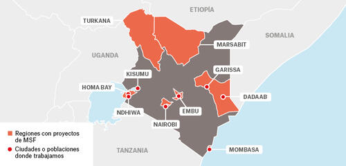Kenia - Activity report 2017 map in spanish
