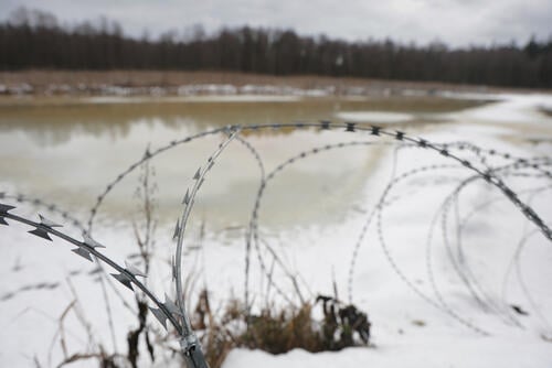 Militarised Polish-Belarus border Kozie Borki natural park