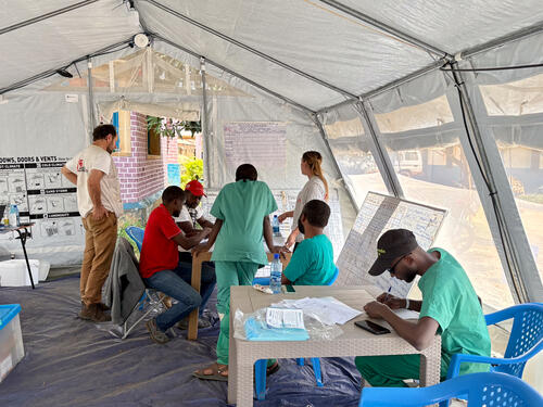 The medical team discusses patients currently receiving care at the MSF ETC in Bambu General Referral Hospital.