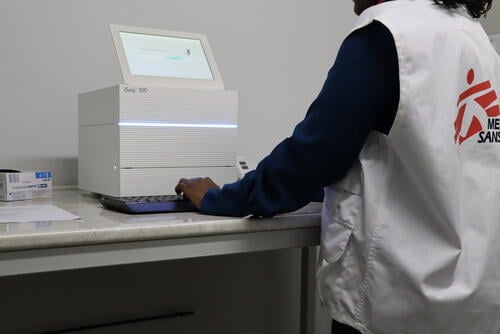 Next-generation sequencing (NGS) machine in the MSF managed laboratory in Nukus