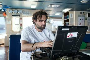 Preparations and launch of MY Bourbon Argos MSF Search and Rescue Boat