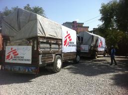Trucks preparing to leave Kabul for Kunduz