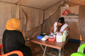 Mobile clinic in Al-Fuqara camp in Al-Dana area