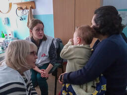 Mobile clinic in Myrolyubivka