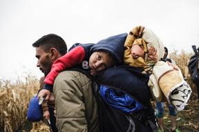 Refugees At The Bapska Border in Serbia.