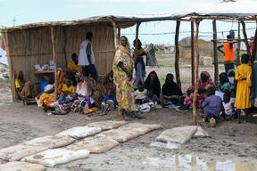 A malaria testing area in MSF mobile clinic at Zero Transit Centre
