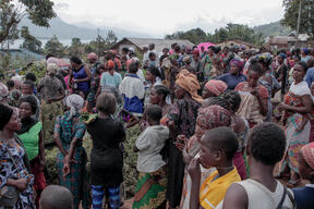Displaced people from Goma in Minova