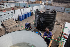 Waste treatment station at displaced camp of Lushagala
